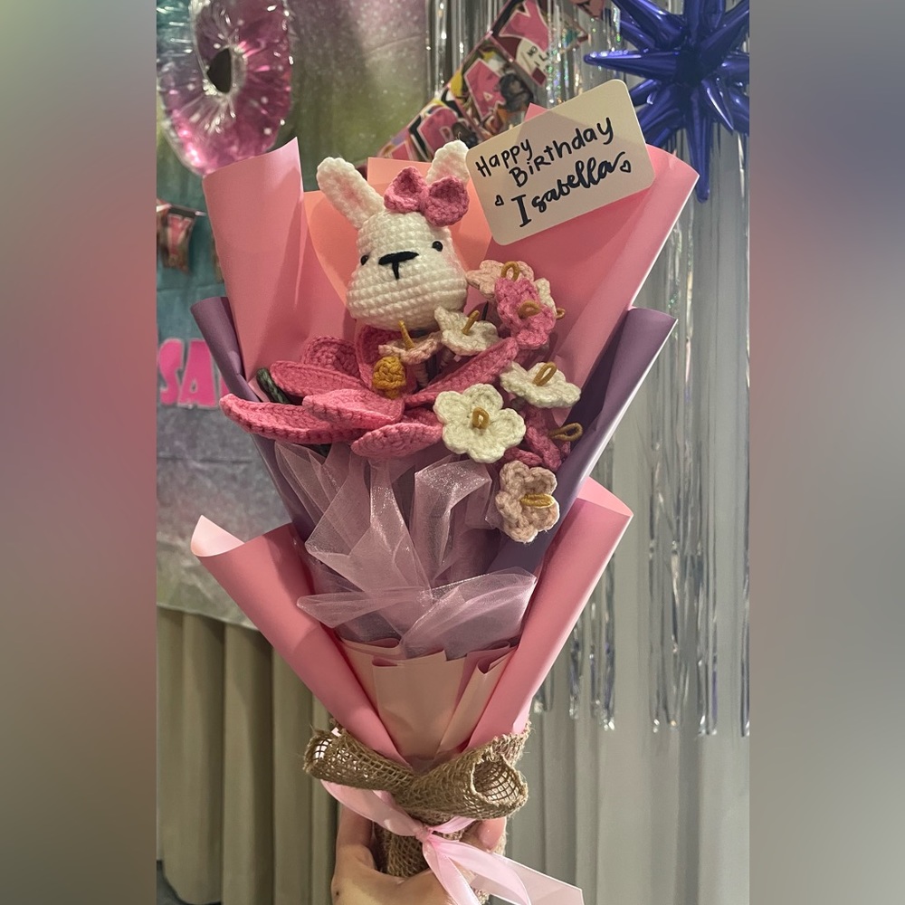 Stuffed Animal Flower Bouquet Handmade Crochet Gift